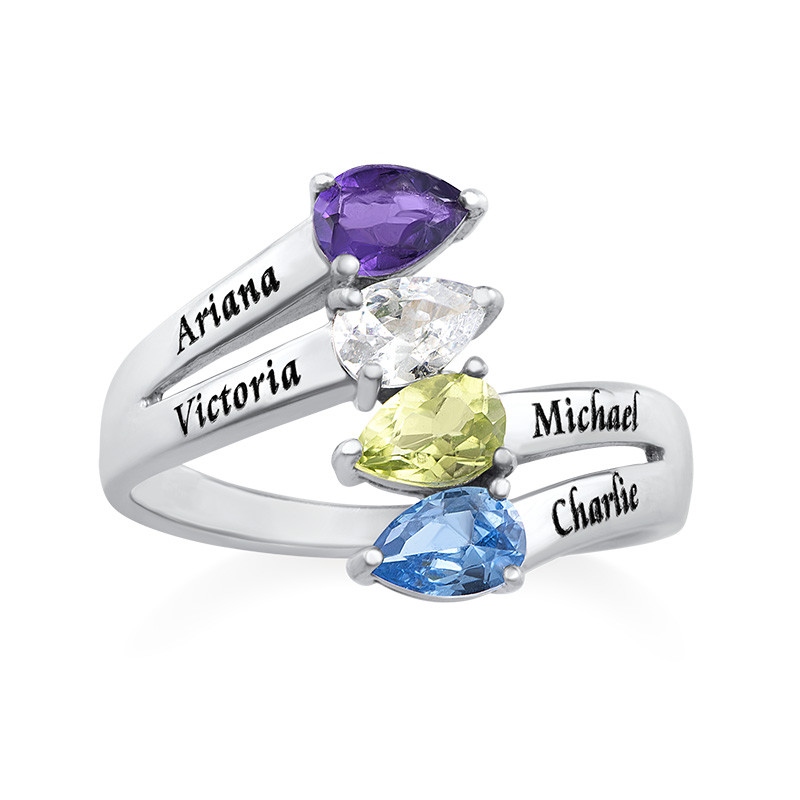 Family Multiple Birthstone Ring in Sterling silver - 1