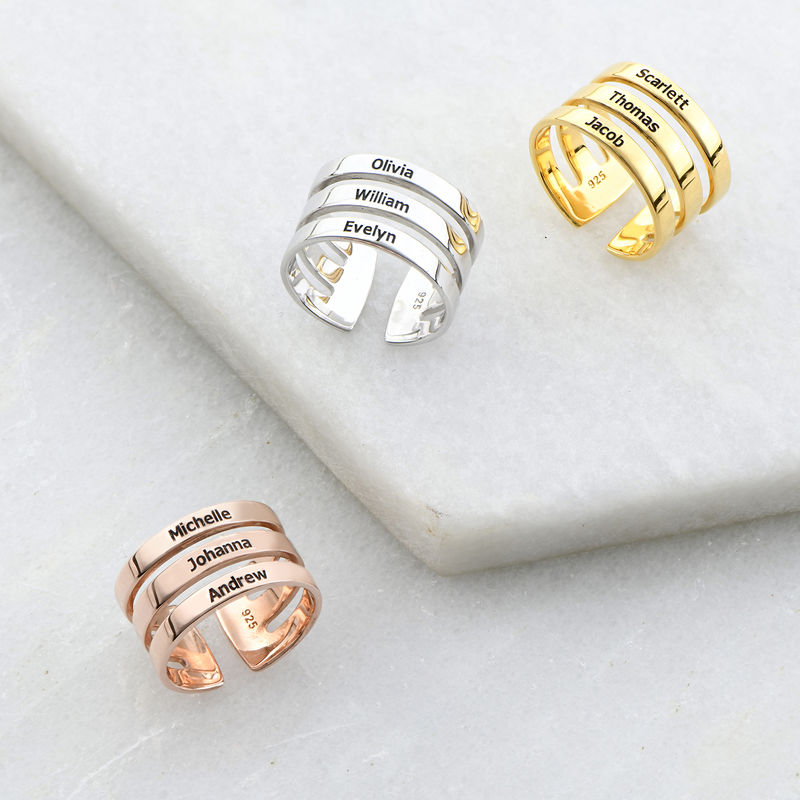 Three Name Ring In Gold Plating - 2 product photo