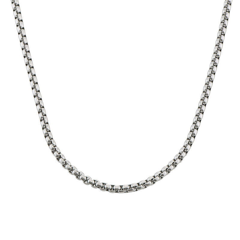 Men's Elongated Box Chain Necklace in Stainless Steel