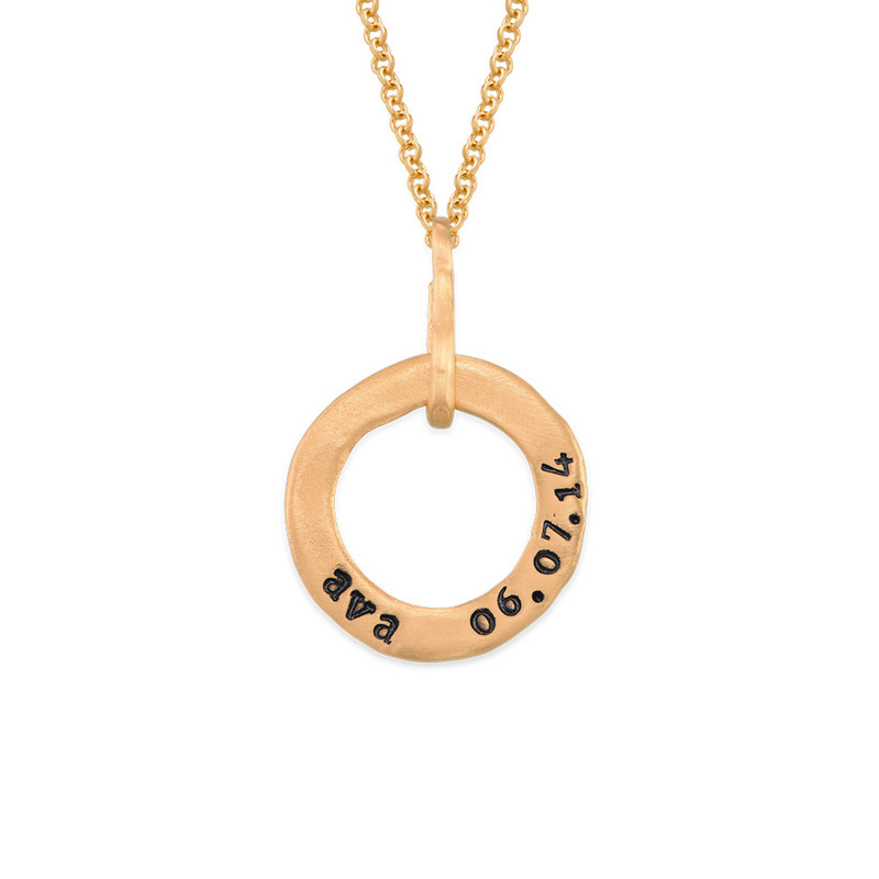 Halo Gold Plated Stamped Necklace - 1
