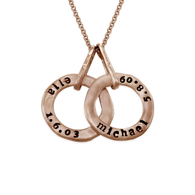 Halo Rose Gold Plated Stamped Necklace - 2 Discs