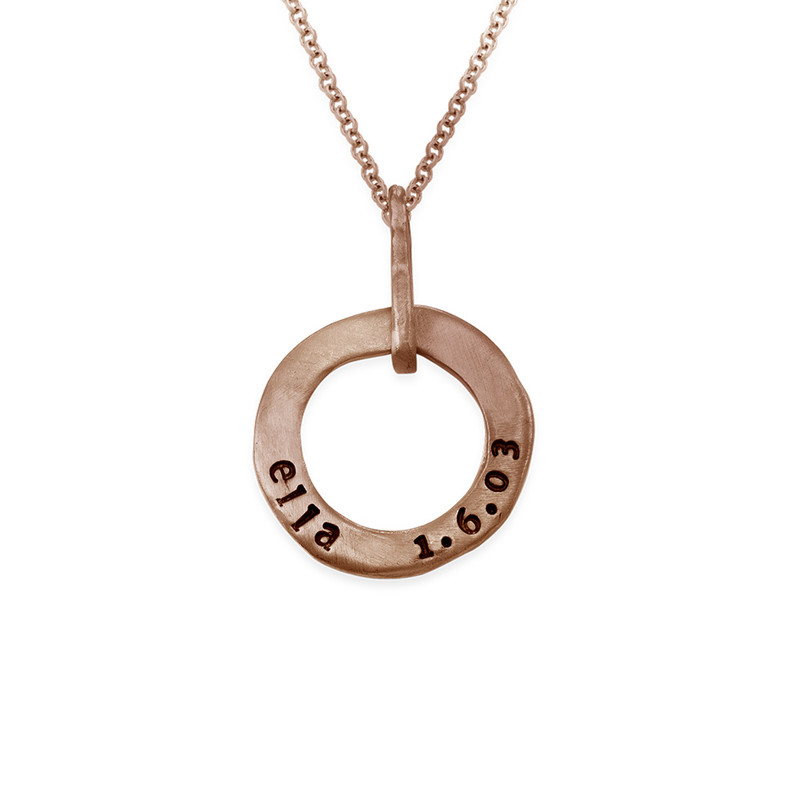 Halo Rose Gold Plated Stamped Necklace - 2 Discs - 1