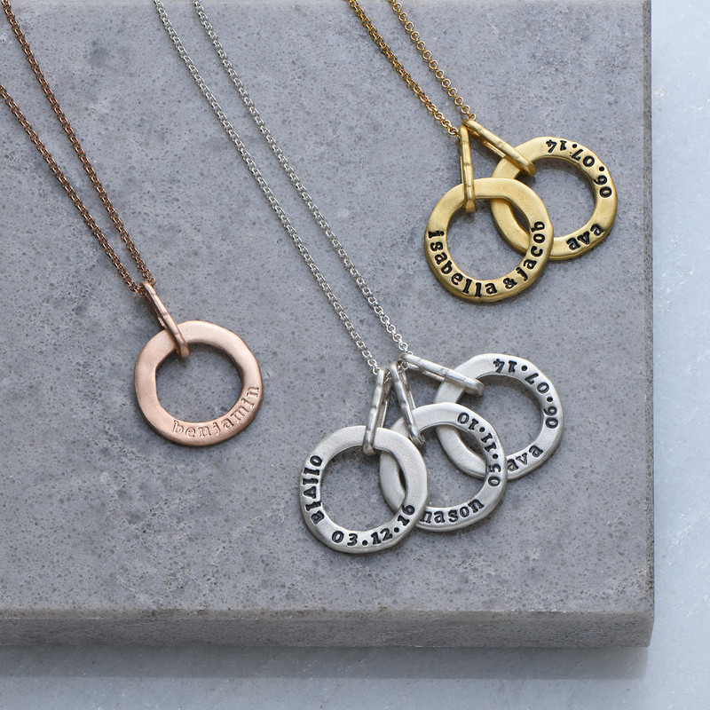 Halo Rose Gold Plated Stamped Necklace - 2 Discs - 3