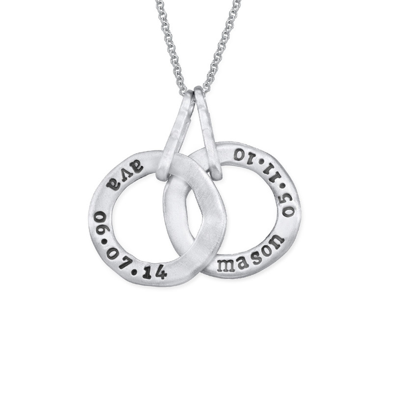 Stamped Personalized Circle Name Necklace for Mom in Silver - 1