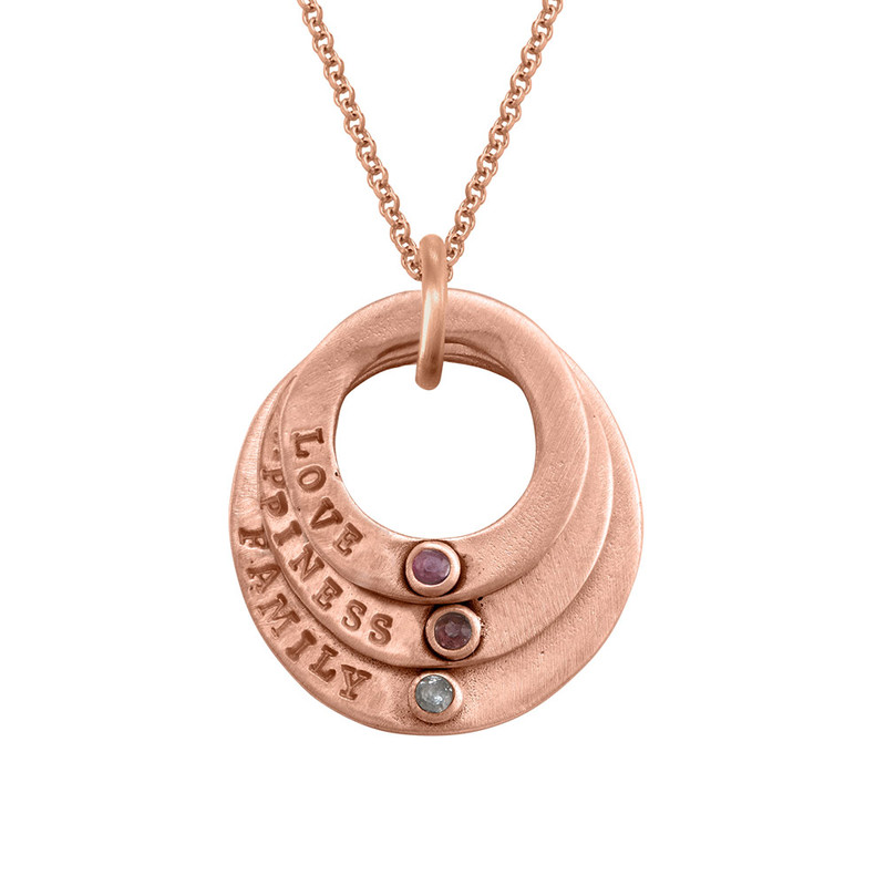 Always a Family Rose Gold Plated Necklace With Birthstones - 2 product photo