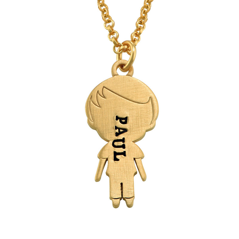 Stamped Kids Charms Necklace with Engraving in Gold Plating - 1 product photo