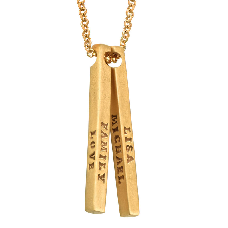 3D Bar Gold Plated Necklace