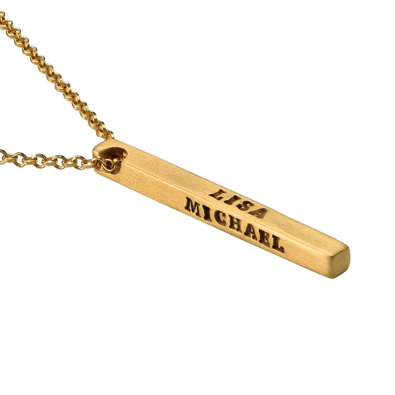 3D Bar Gold Plated Necklace - 1 product photo