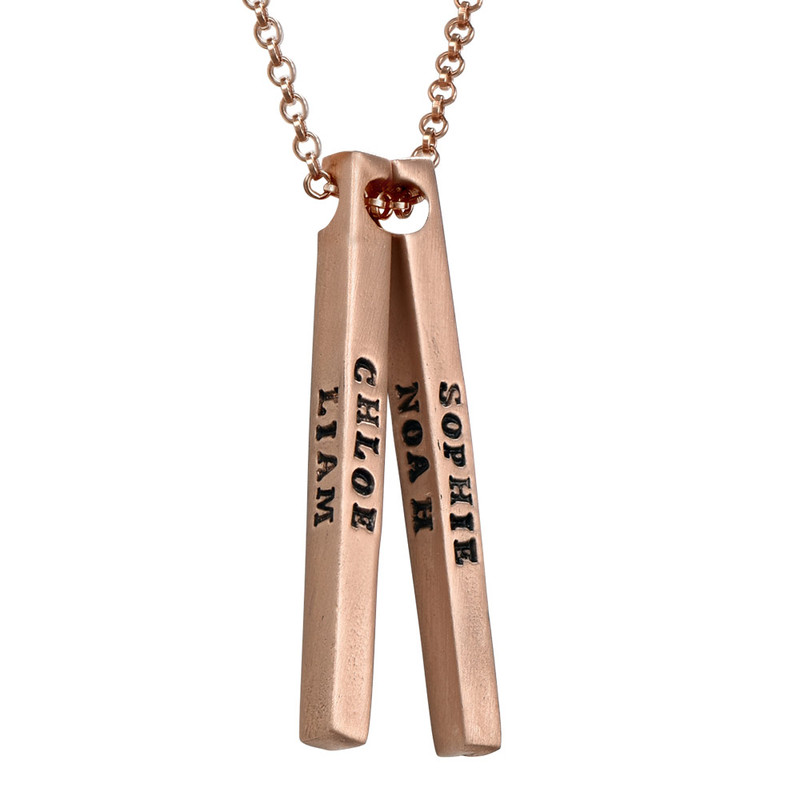 3D Bar Rose Gold Plated Necklace