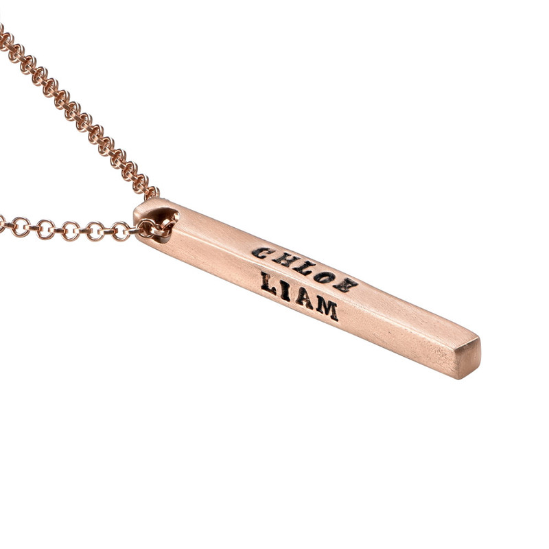 3D Bar Rose Gold Plated Necklace - 1