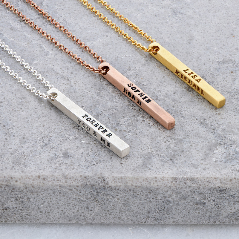 3D Bar Rose Gold Plated Necklace - 2 product photo