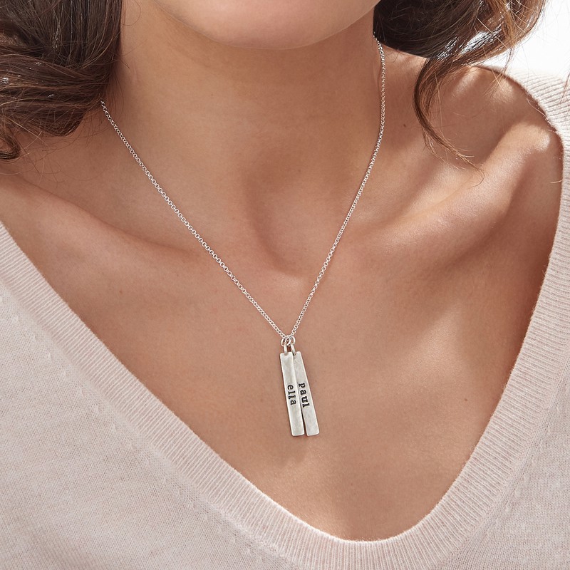 Vertical Bar Sterling Silver Necklace - 4 product photo