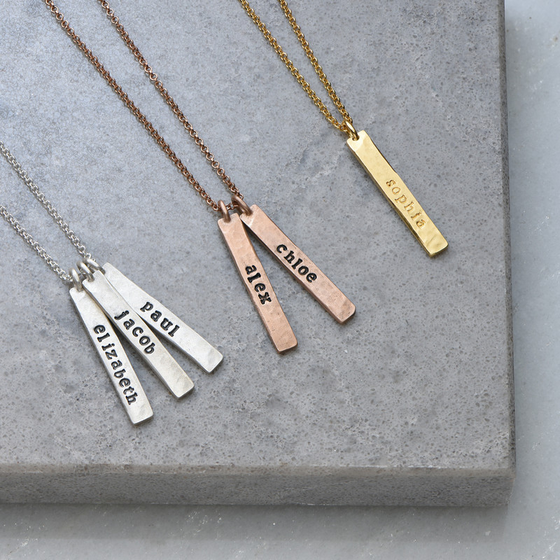 Vertical Bar Gold Plated Necklace - 2