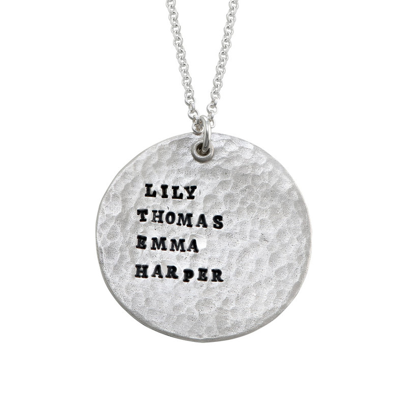 Stamped Disc Sterling Silver Necklace - 1