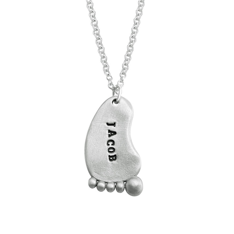 Stamped Baby Feet Necklace in Sterling Silver - 1