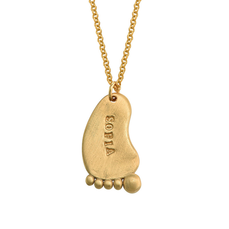 Stamped Baby Feet Necklace in Gold Plating - 1