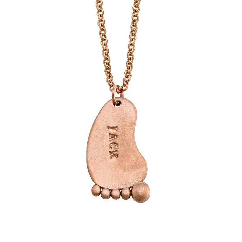 Stamped Baby Feet Necklace in Rose Gold Plating - 1