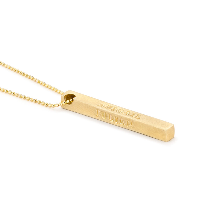 4 Side Engraved Name Bar Necklace In 10K Yellow Gold - 1