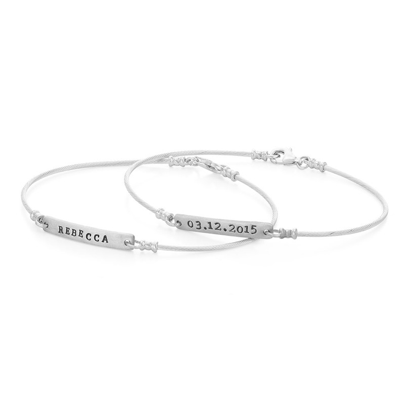 Stackable Wire Bar Bracelet in Sterling Silver