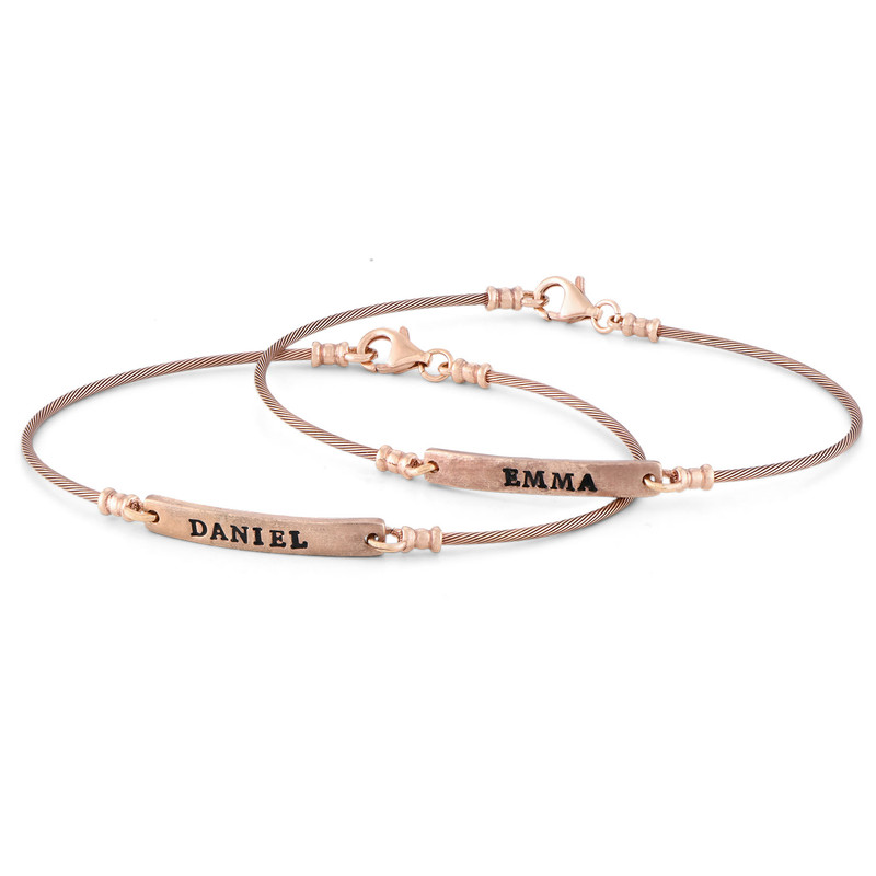 Stackable Wire Bar Bracelet in Rose Gold Plating