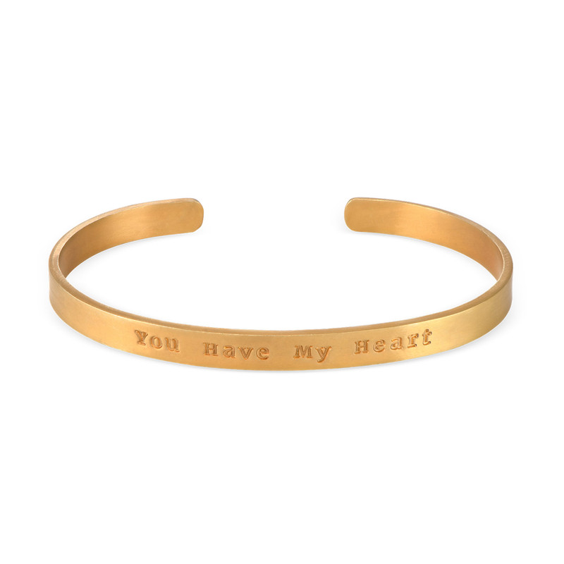 Hand Stamped Cuff Bracelet in Gold Plating