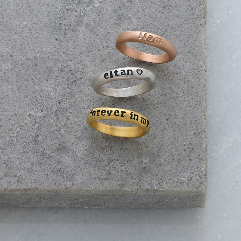 Eternity Stackable Gold Plated Stamped Ring - 2