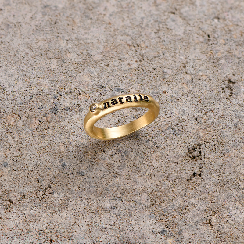 Birthstone Stackable 10k Gold Stamped Ring - 4 product photo