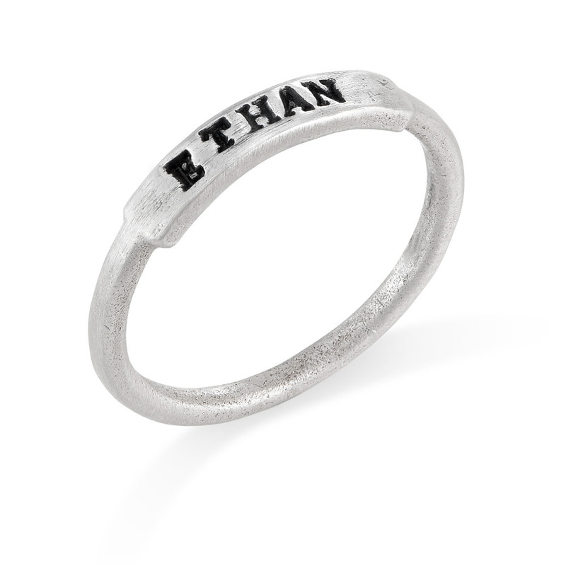 Hand Stamped Stackable Name Ring in Sterling silver - 2 product photo