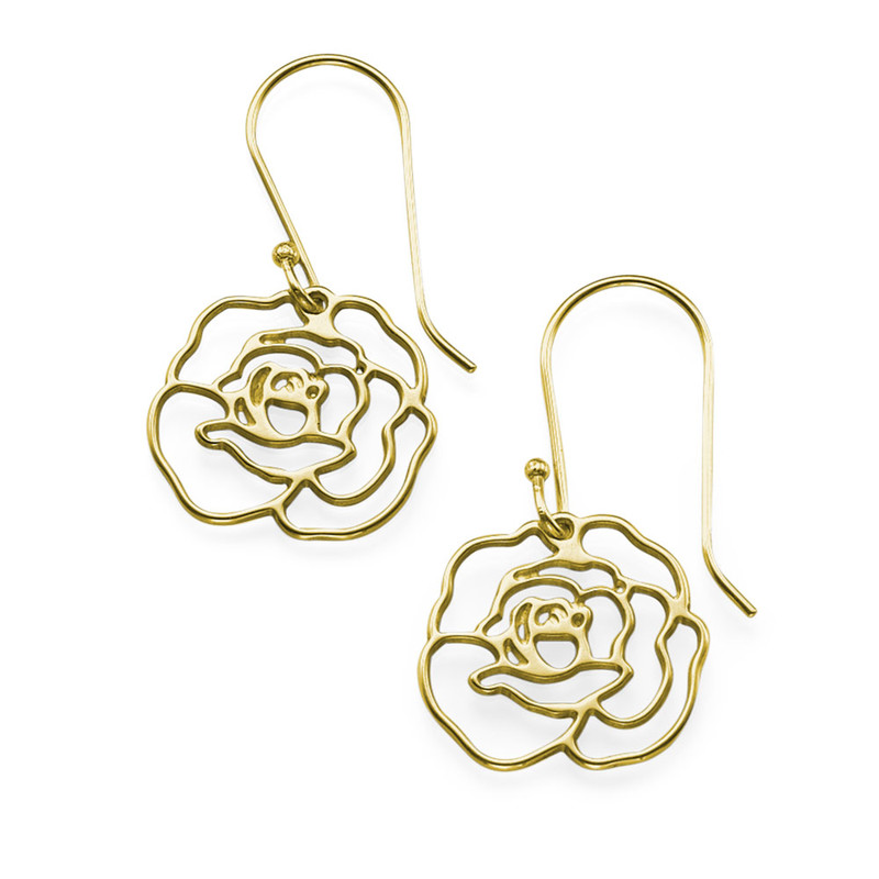 Delicate Rose Earrings in Gold Plated Sterling Silver