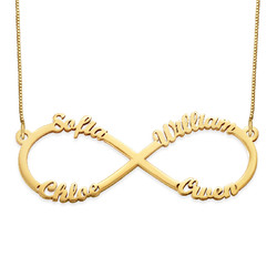 Personalized Family Infinity Necklace in 14K Solid Gold product photo