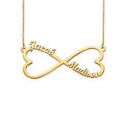 Personalized Heart Shaped Infinity Necklace in 14K Gold product photo