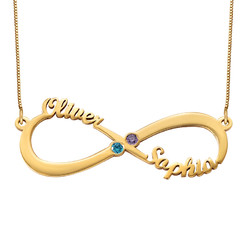 Personalized Infinity Necklace With Birthstones in 14K Gold product photo