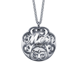 Filigree Mom disc Sterling Silver Necklace product photo