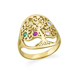 Family Tree Ring with Birthstones in Gold Plating product photo