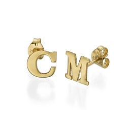 Initial Stud Earrings in 14K Yellow Gold product photo