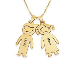 Personalized Kids Charm Necklace for Mom in 10K Yellow Gold product photo