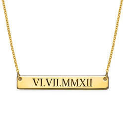 Roman Numeral Bar Necklace in Gold Plating product photo