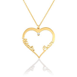 Personalized Heart Necklace with Diamond in Gold Vermeil product photo