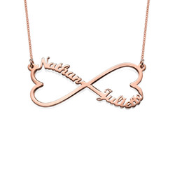 Personalized Heart Shaped Infinity Necklace in Rose Gold Plating product photo