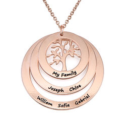 Family Circle Necklace with Hanging Family Tree - Rose Gold Plated product photo