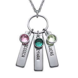 Personalized Bar Necklace with Birthstones product photo