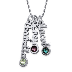 Multiple Vertical Name Necklace with Birthstones product photo