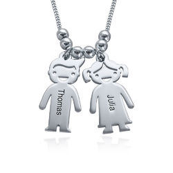 Personalized Kids Charm Necklace for Mom in Sterling Silver product photo