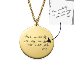 Custom Handwriting Disc Gold Plated Necklace product photo