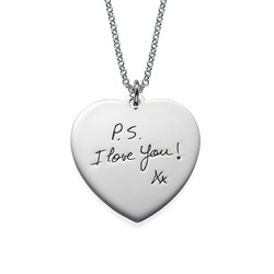 Personalized Handwriting Heart Shaped Sterling Silver Necklace product photo