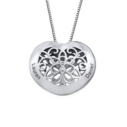 Filigree Engraved Heart Necklace in Sterling Silver product photo
