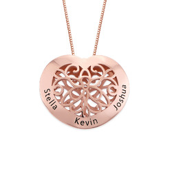 Filigree Engraved Heart Necklace in Rose Gold Plated product photo