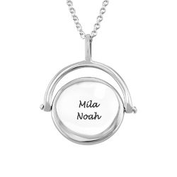 Spinning Engraved Necklace in Silver product photo