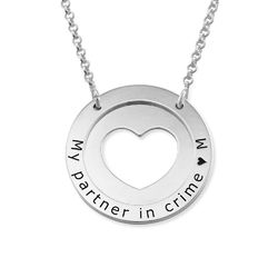 Circle Heart Necklace in Silver product photo