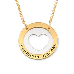 Circle Heart Necklace in Silver and Gold Plating product photo